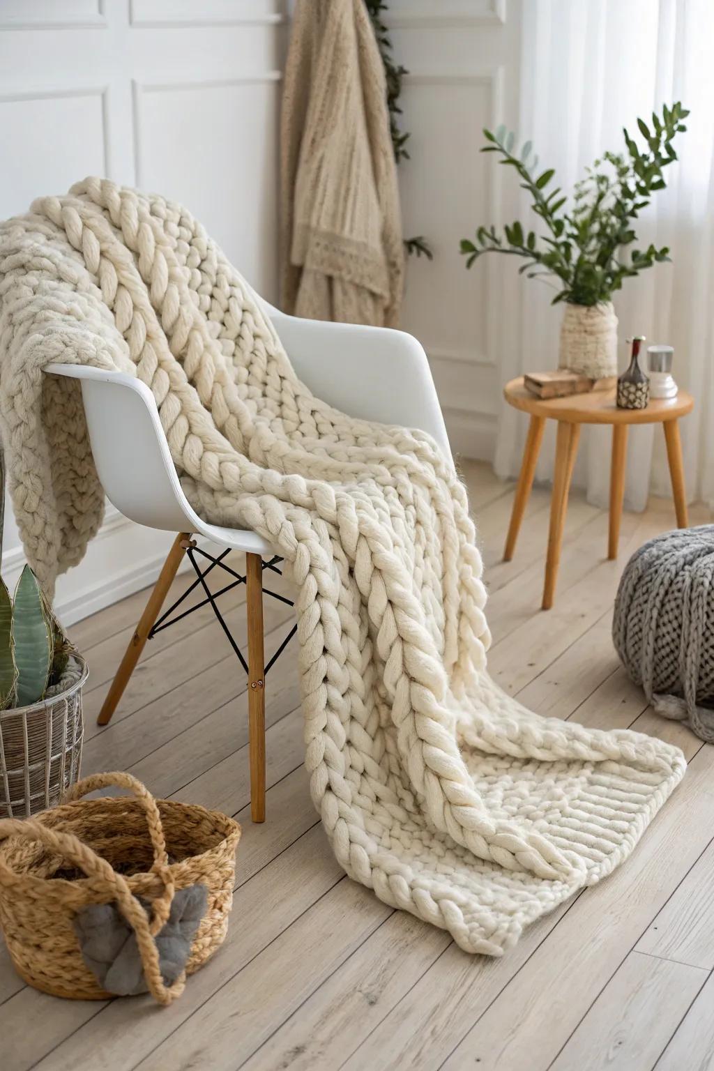 Wrap yourself in the cozy elegance of handcrafted minimalism.