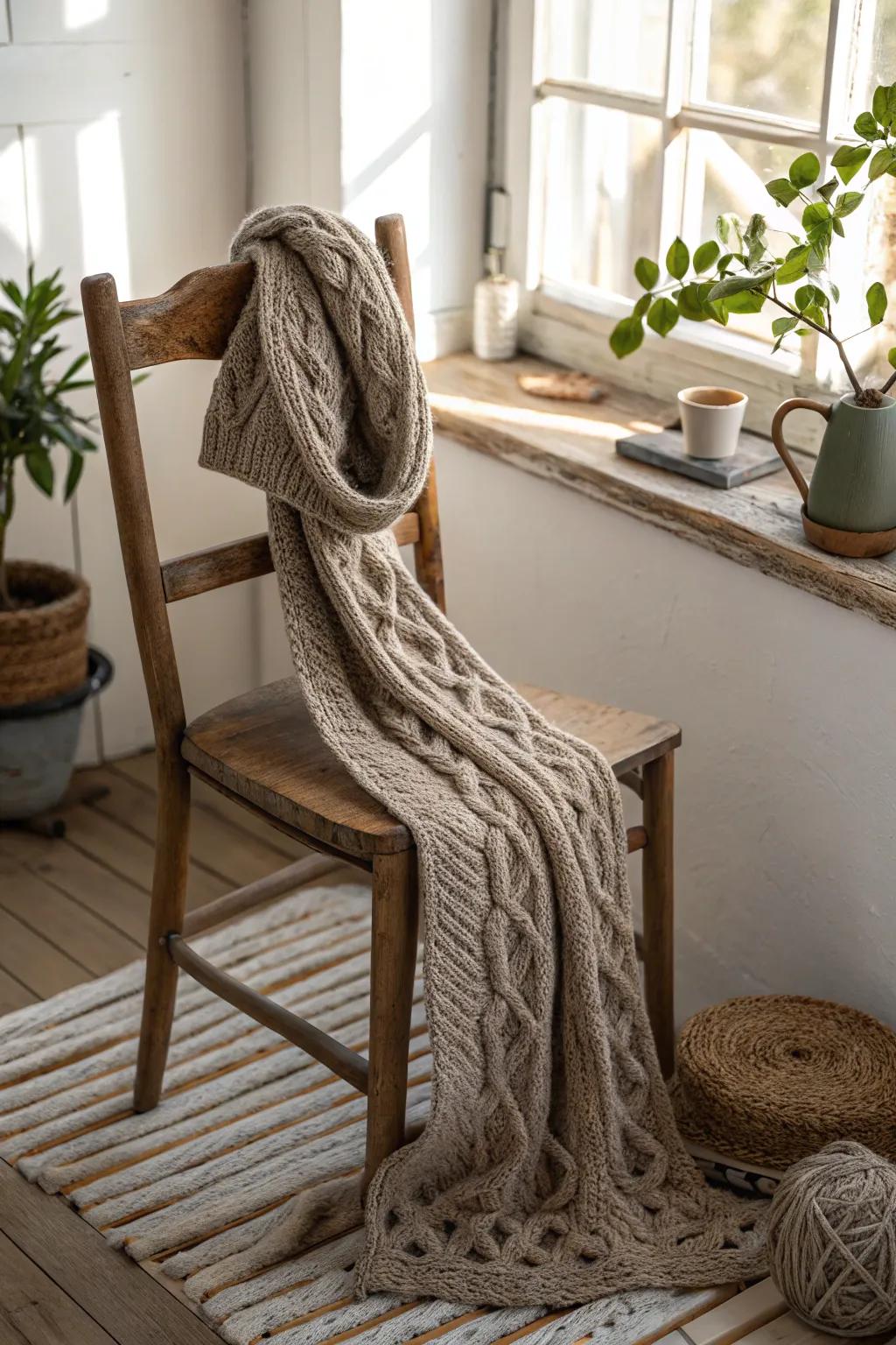 Wrap yourself in warmth and style with this beautifully crafted knitted scarf. Perfect for cozy winter days.