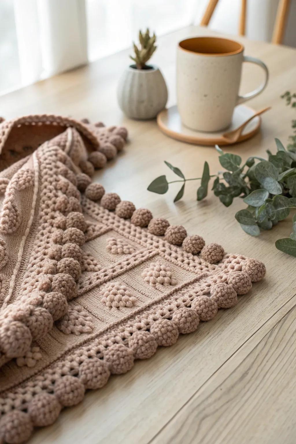Add a playful touch to your crochet with bold bobbles that delight the senses.