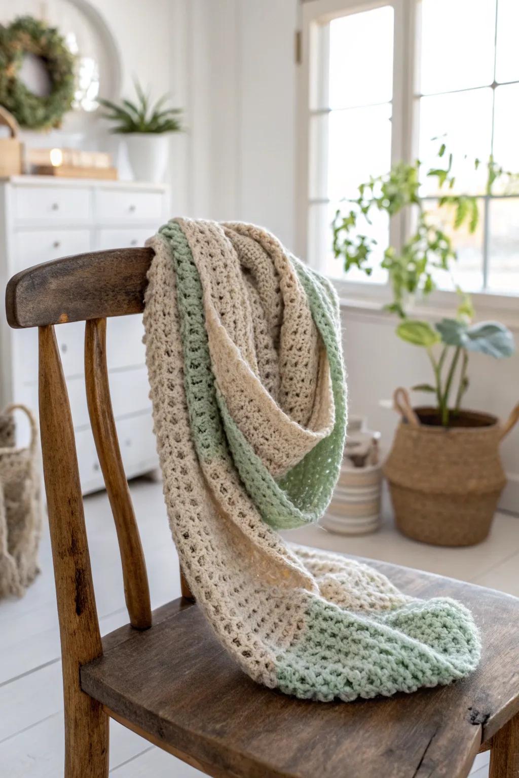 Wrap yourself in the warmth of handmade elegance with this beginner's infinity scarf, perfect for any outfit.