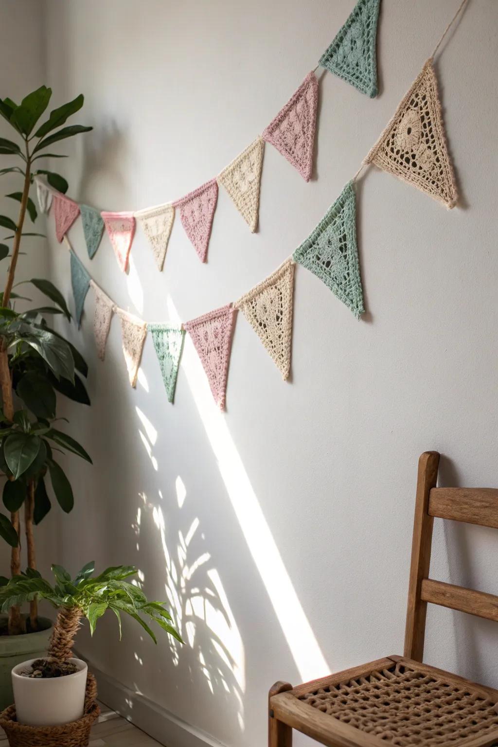 Brighten your space with a touch of handcrafted charm: colorful crochet bunting.
