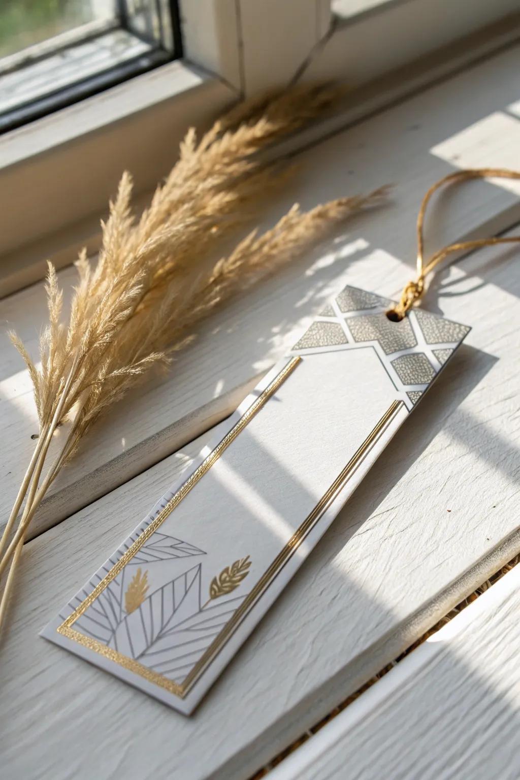Add a touch of luxury to your reading with this stunning metallic-edged bookmark. Perfect for those who appreciate simple elegance.