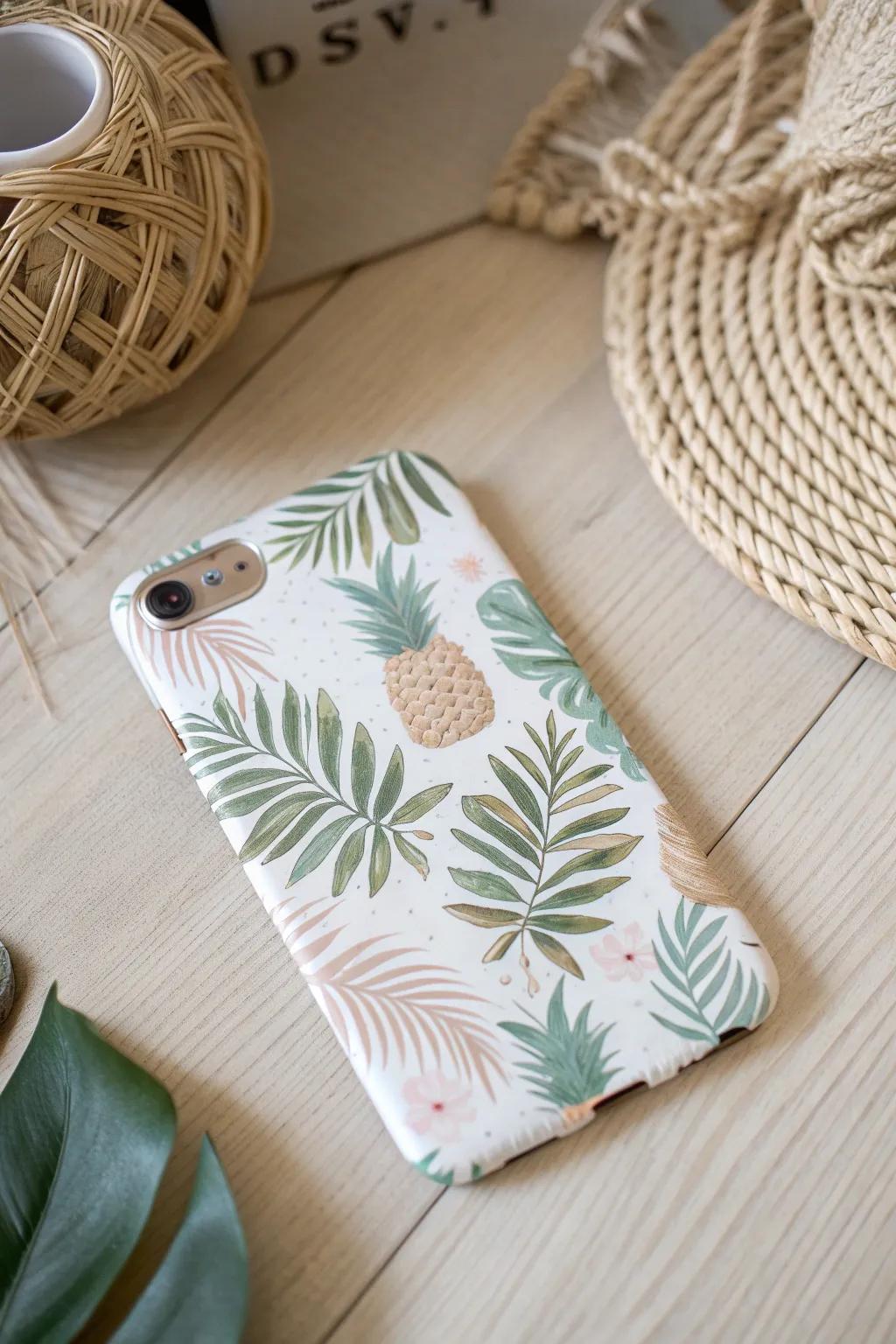 Embrace the serene charm of 'Tropical Vibes' with this beautifully crafted phone case, a perfect blend of simplicity and nature-inspired elegance.