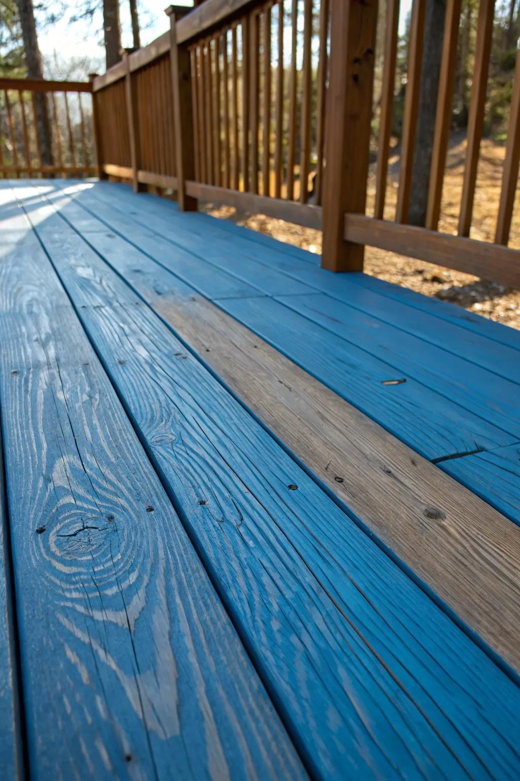 Dare to be different: Transform your deck with a bold blue stain for a modern, standout look.