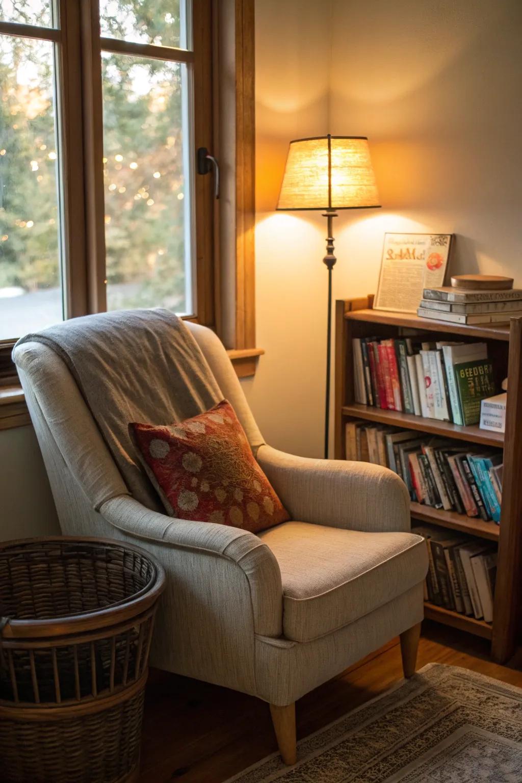 A cozy reading nook perfect for relaxation.