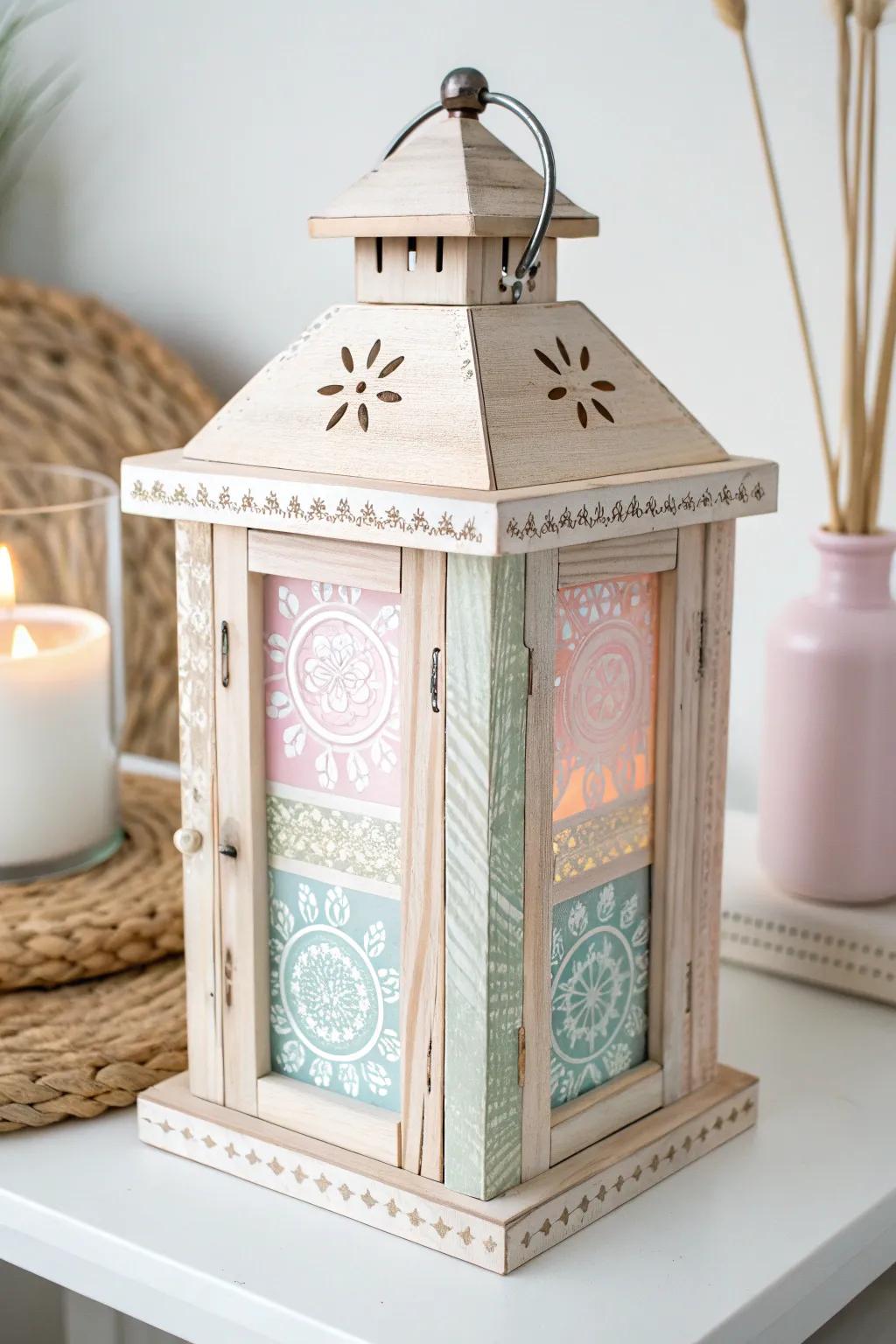 Illuminate your space with handcrafted charm: Popsicle stick lanterns with a touch of Boho elegance.