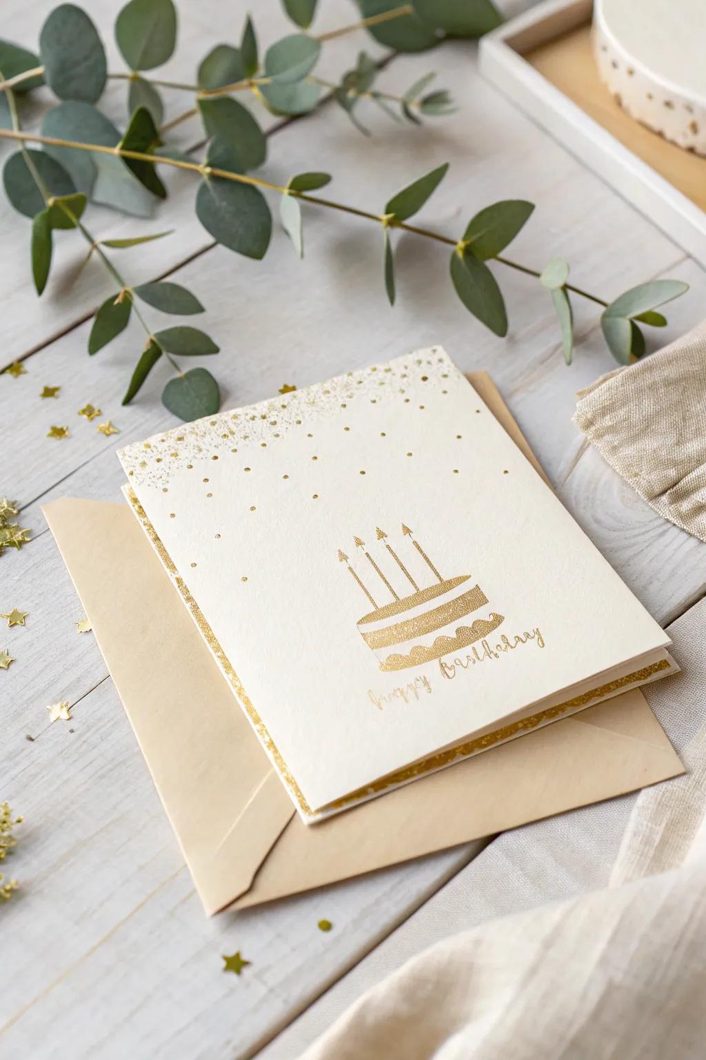 Sparkle with Simplicity: Add a touch of glam to your DIY birthday cards with elegant gold glitter accents.