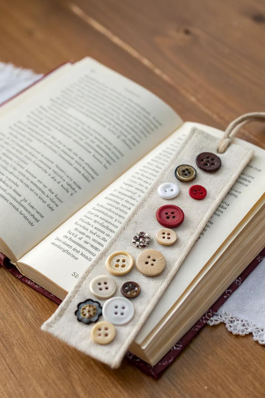 Transform mismatched buttons into a charming bookmark that brings a touch of whimsy to your reading moments.