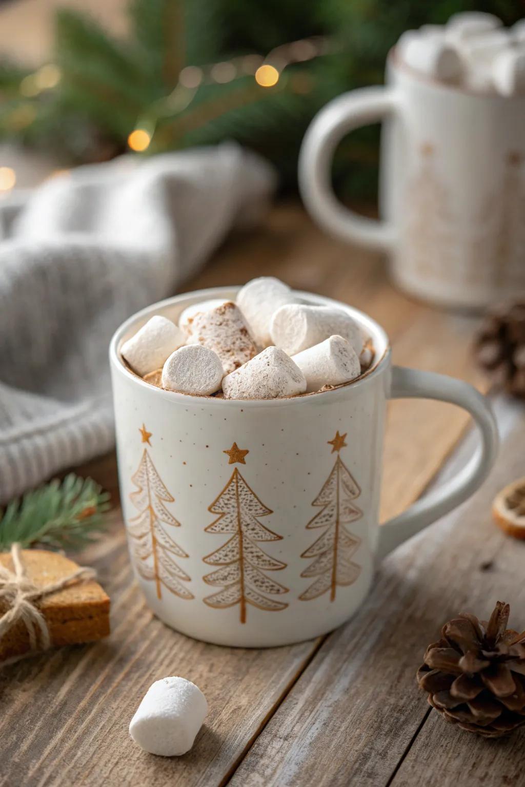 Add a whimsical touch to your holiday mugs with charming faux marshmallow toppers.