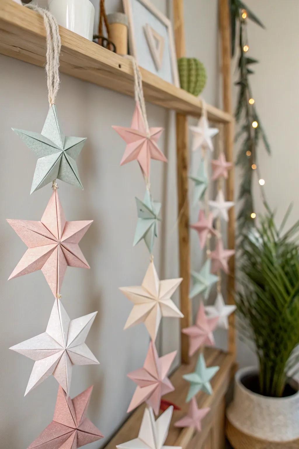 Craft your own festive charm with a delicate paper star garland this holiday season. ✨