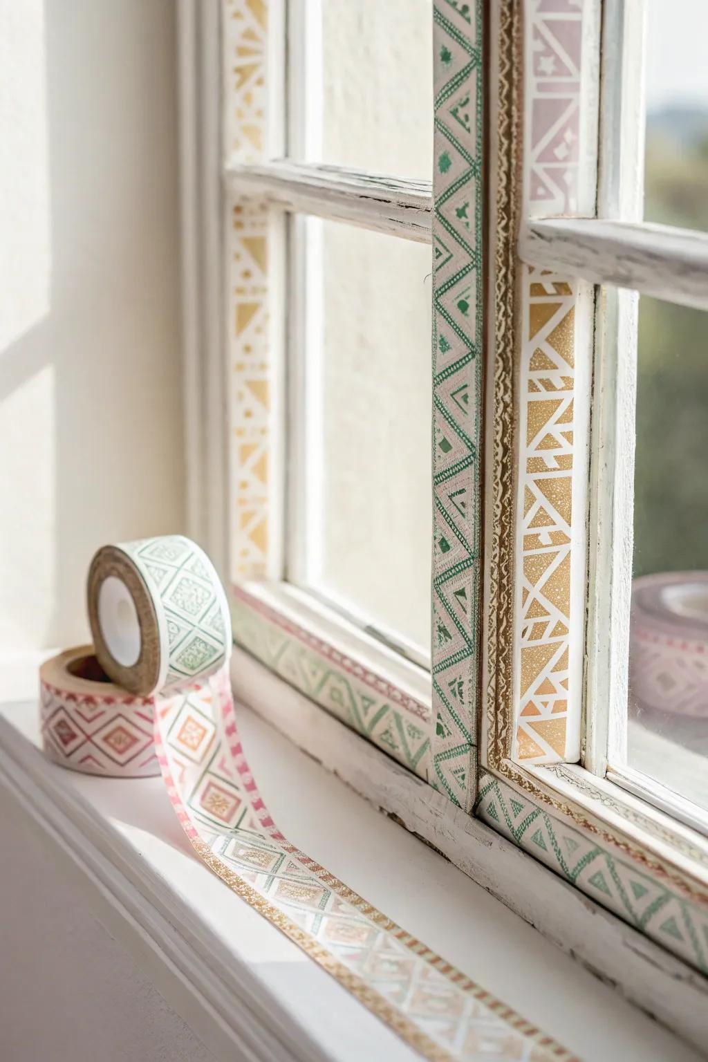 Add a touch of festive charm with washi tape frames – effortless elegance for your windows!