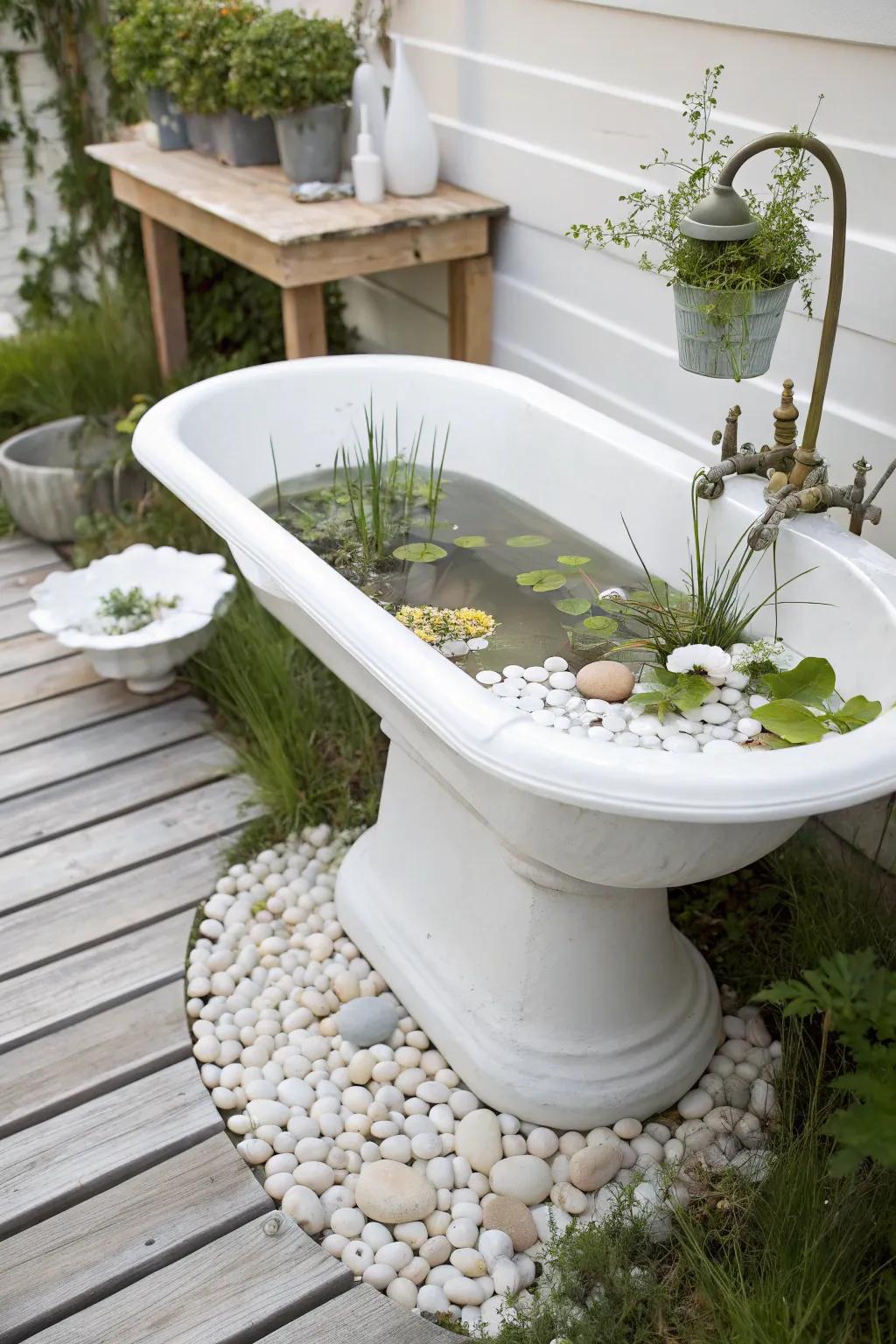 Transform an old sink into a stunning eco-friendly pond—where upcycling meets beauty and simplicity.