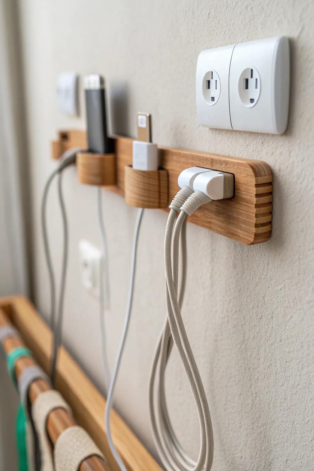 Transform your space with minimalist wall-mounted cord organizers – where simplicity meets elegance.