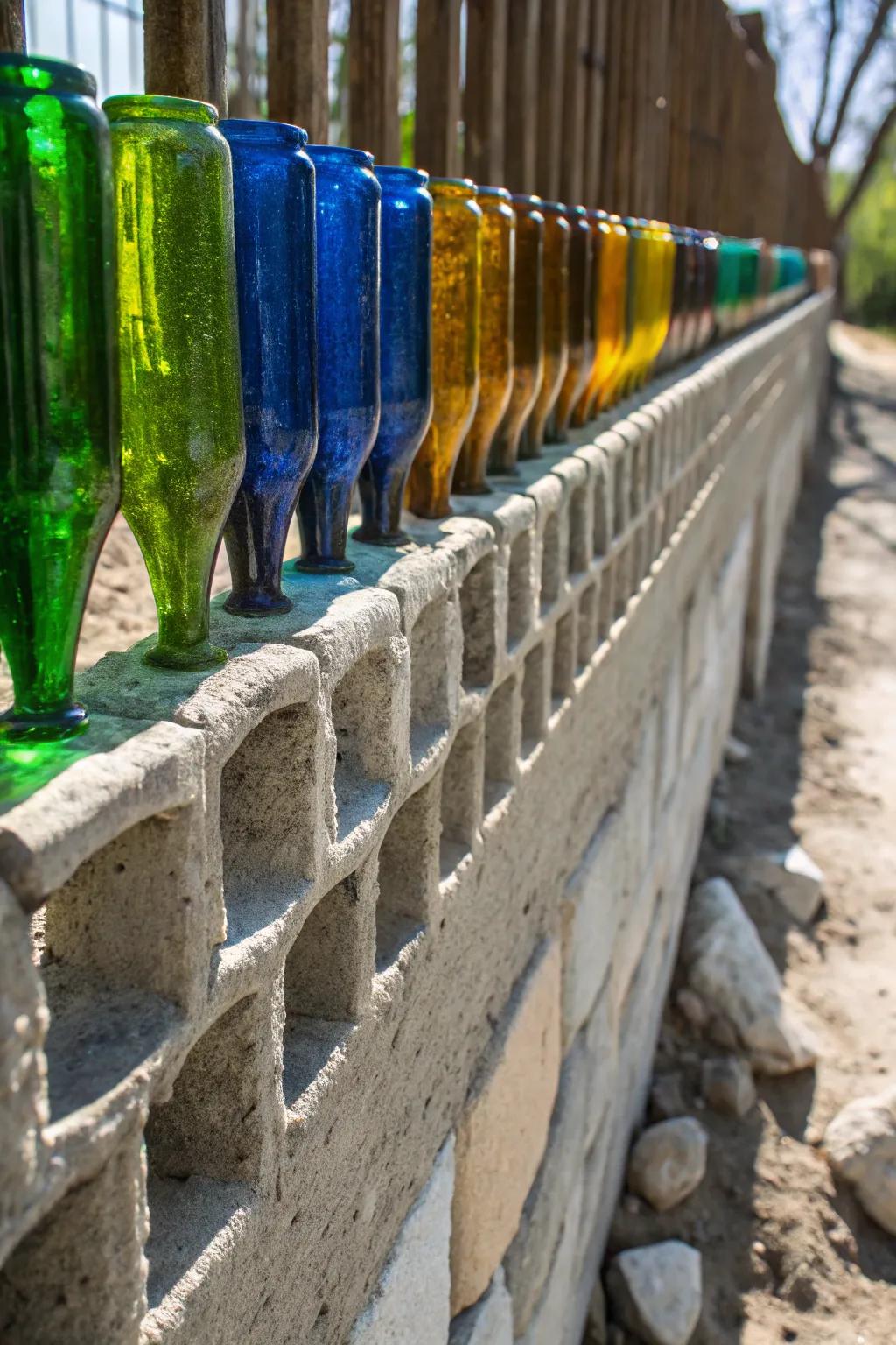 Illuminate your space with a dazzling glass bottle fence—where craftsmanship meets creativity.