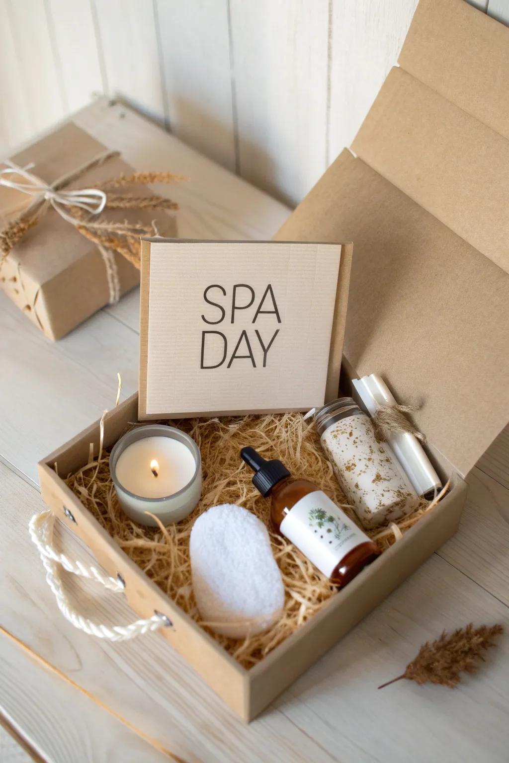 Create a serene spa day experience in a beautifully curated DIY gift box. Perfect for a touch of relaxation and elegance!