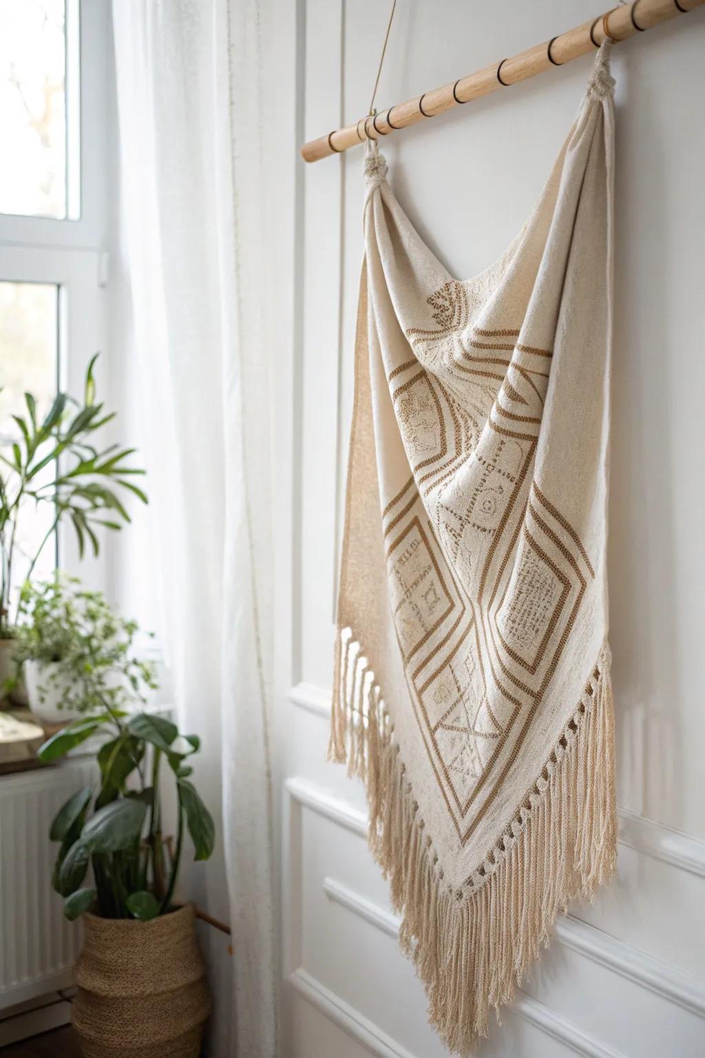 Elevate your space with simple elegance: DIY Fabric Wall Hangings for a Boho-Chic Vibe 🌿✨