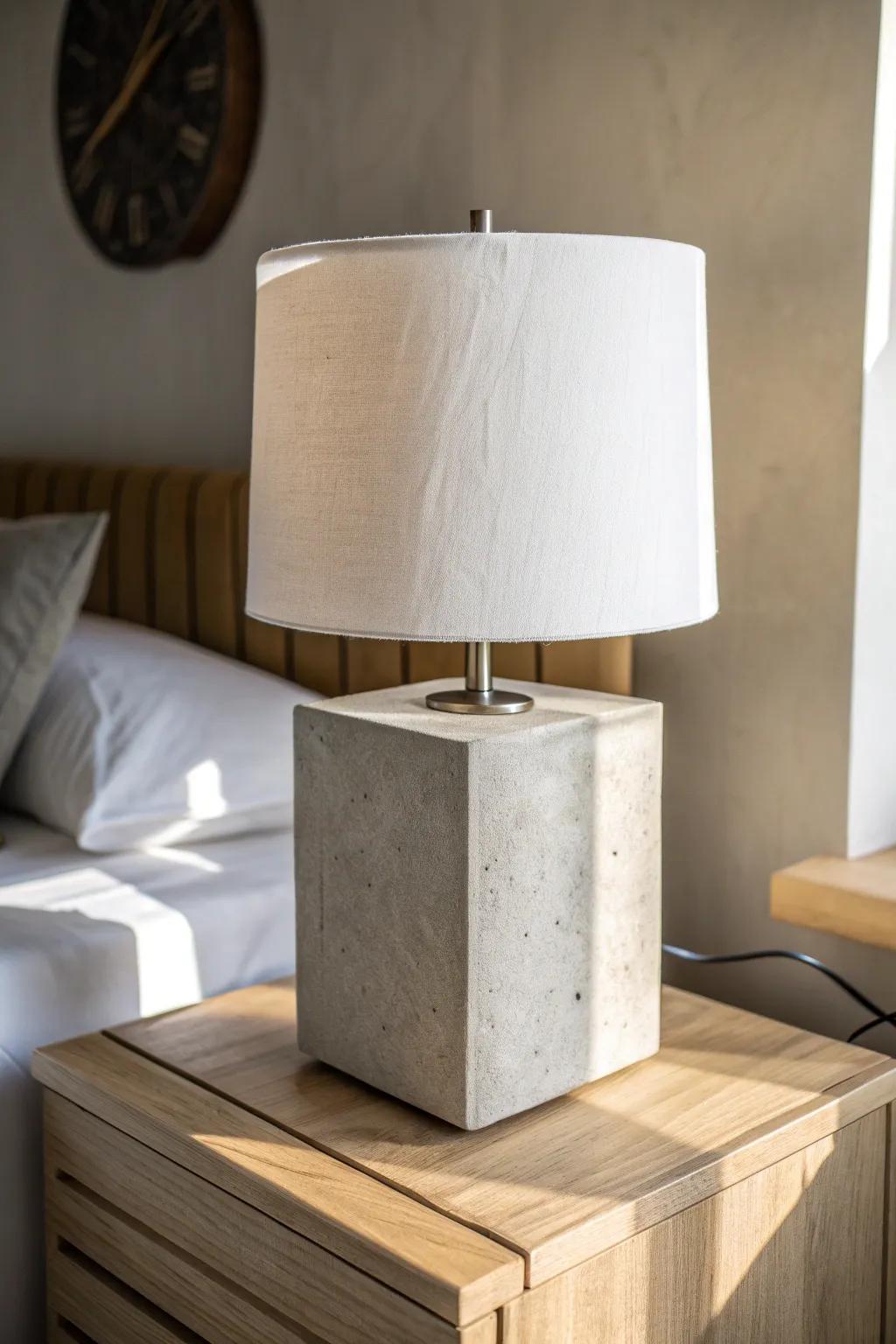 Illuminate your space with minimalist elegance: the perfect blend of concrete craftsmanship and natural beauty. #ScandiBoho #DIYDecor