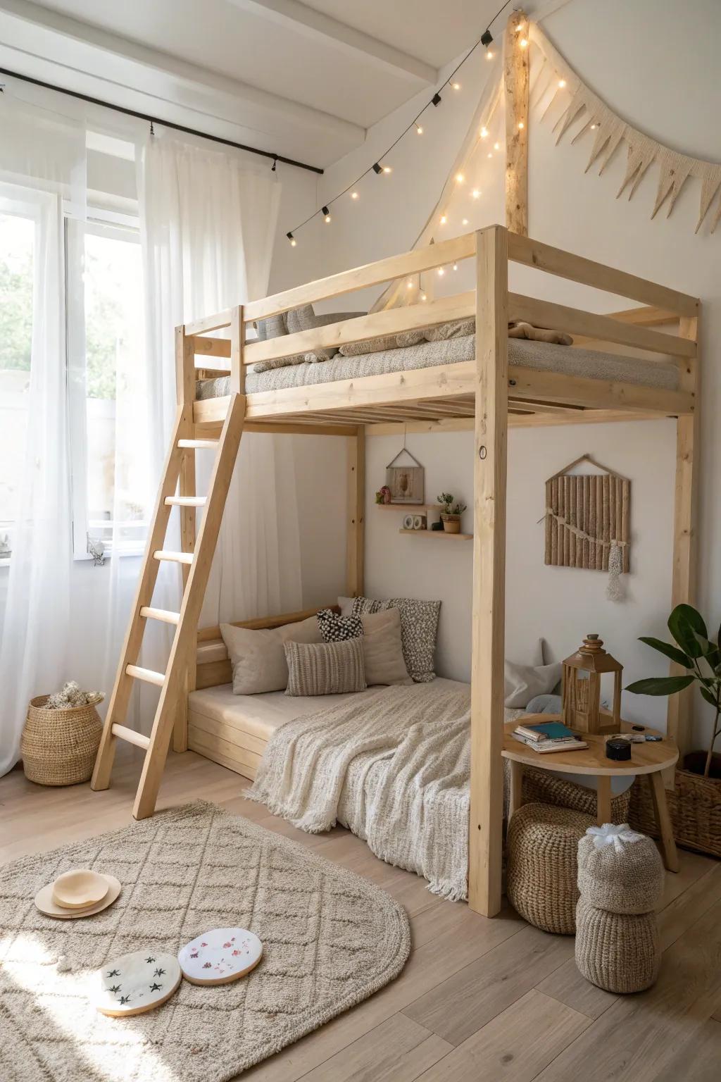 Create a magical play paradise with this charming loft bed design!