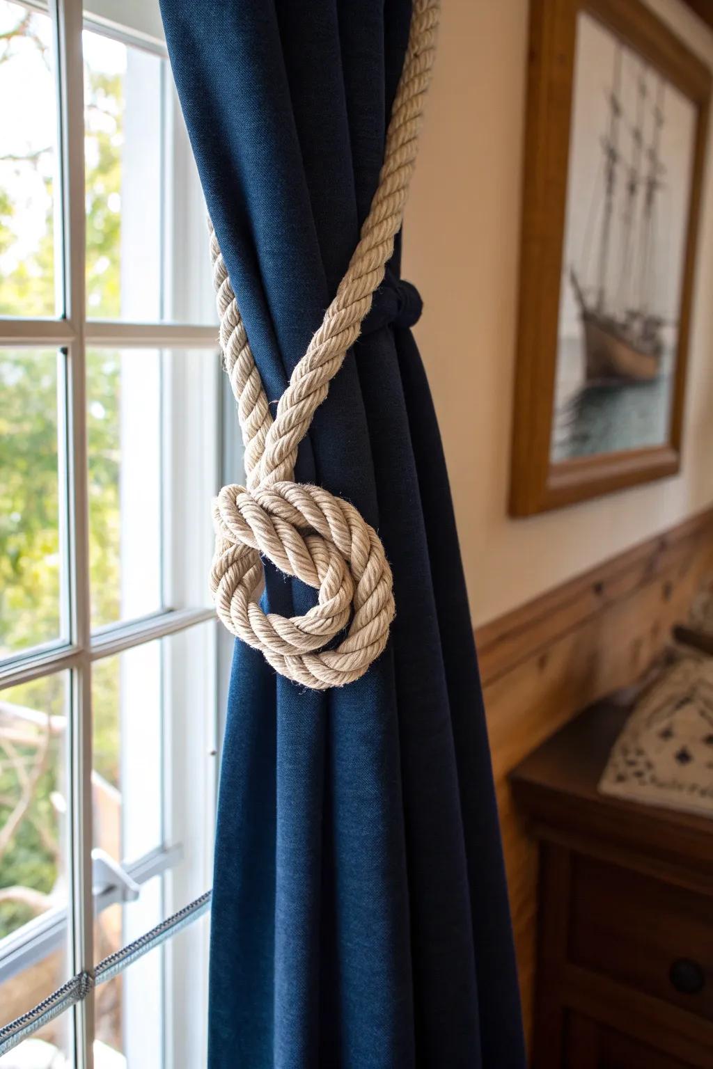 Elevate your space with handcrafted nautical rope tiebacks, where elegance meets craftsmanship.
