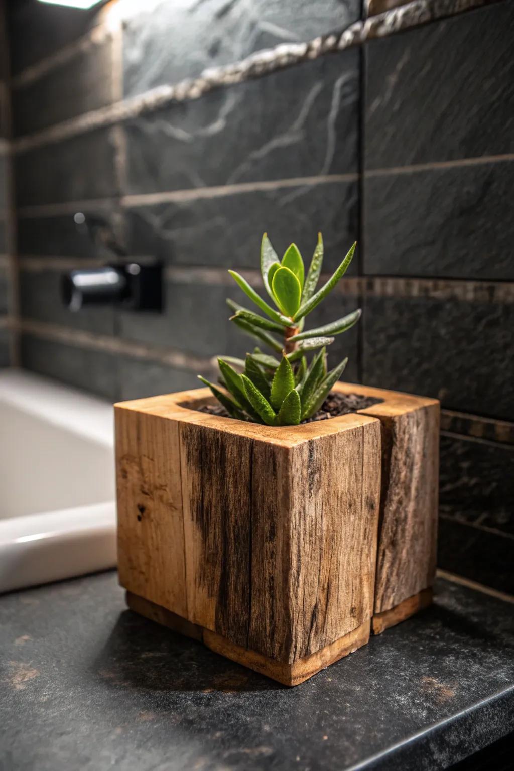 Add a touch of nature with a rustic plant holder—where craftsmanship meets greenery.