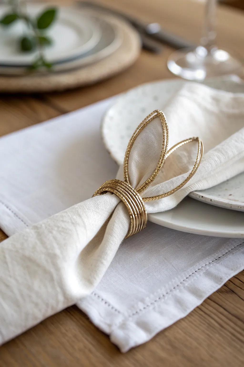 Add a whimsical touch to your Easter table with charming bunny ears napkin rings.