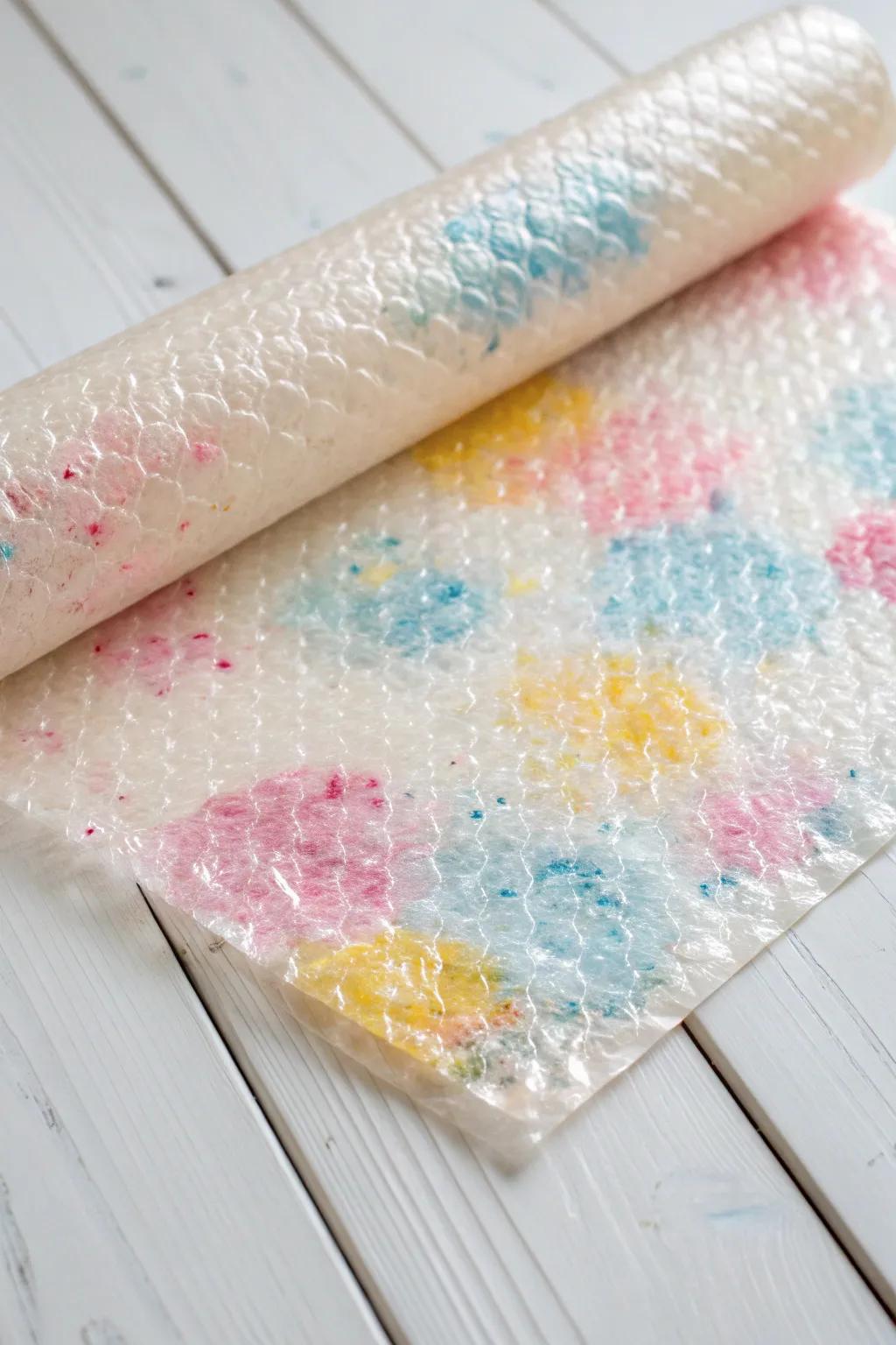 Transform everyday bubble wrap into a stunning art piece with this simple yet creative printmaking technique!