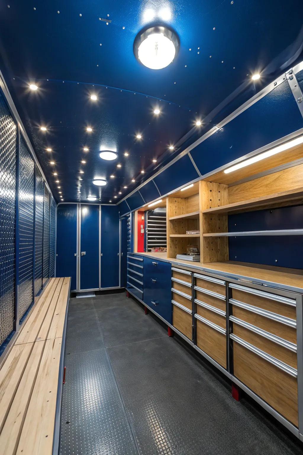Illuminate your enclosed trailer with energy-efficient LED lighting for enhanced visibility and a touch of craftsmanship elegance.