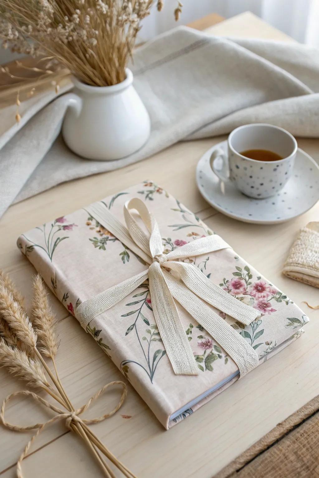 Elevate your reading experience with a touch of whimsy—discover the beauty of ribbon-tied fabric book covers.