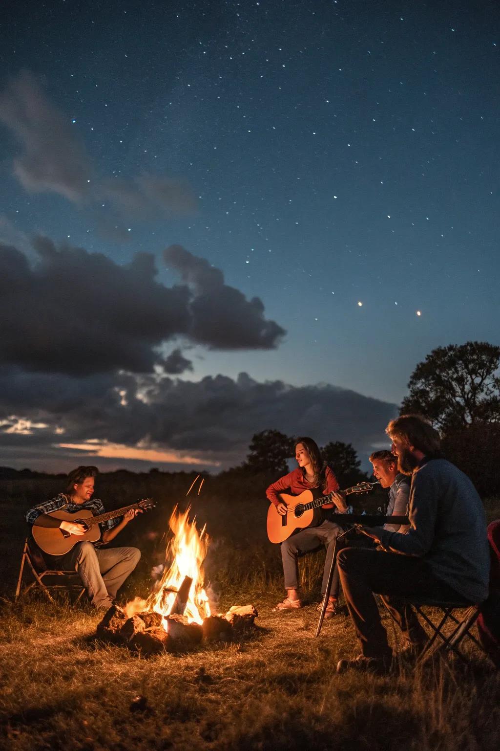 Create a cozy, musical atmosphere around the fire for your birthday.