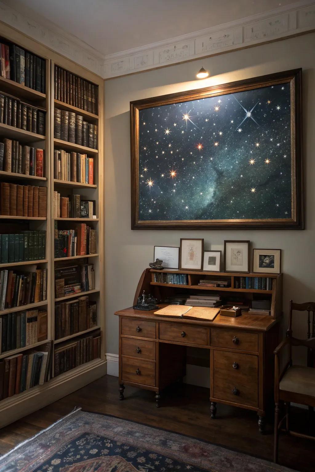 A celestial starry night invites dreams and inspiration.