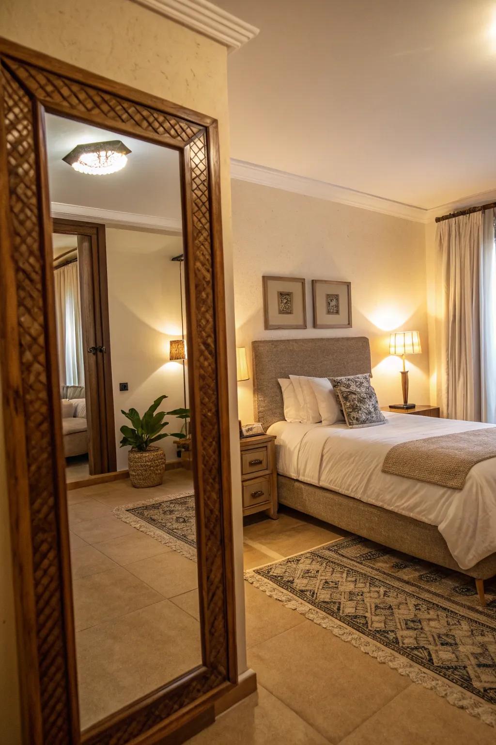 Thoughtful mirror placement supports tranquility.