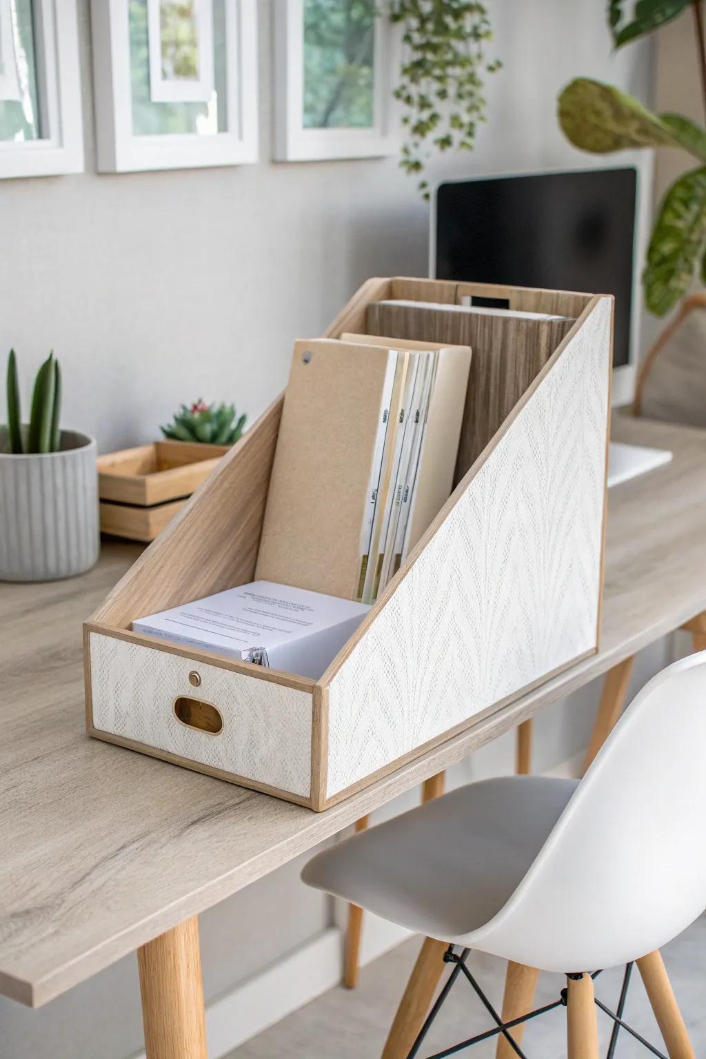 Elevate your workspace with chic foam board storage solutions. Perfect blend of minimalism and natural beauty.