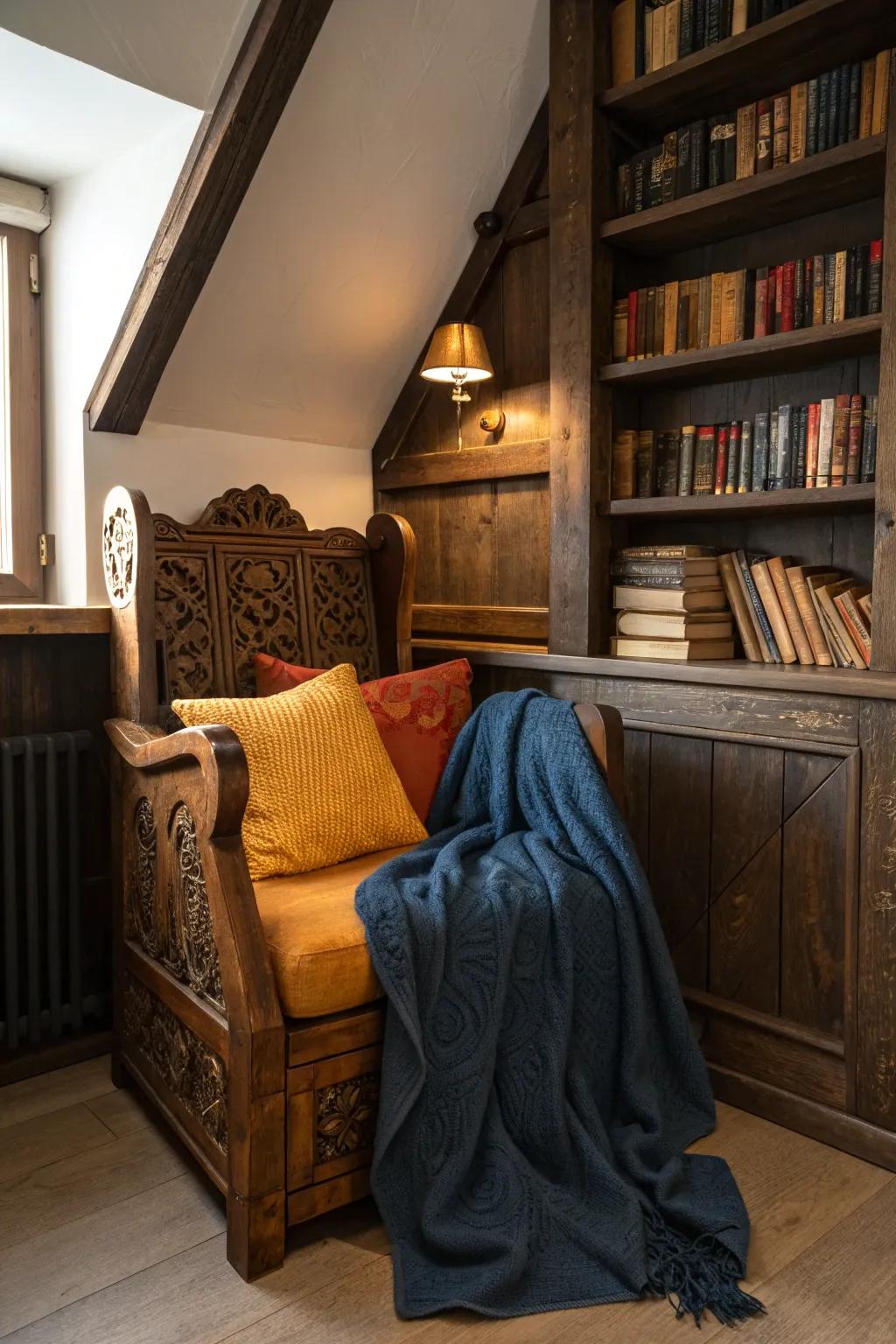 Escape into your personal haven with a crafted reading nook.