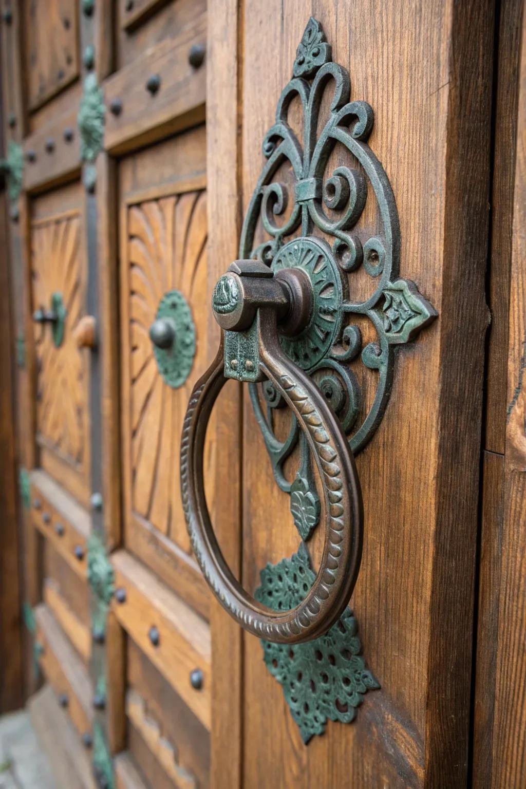 Elevate your gate's charm with a vintage door knocker pull, where history meets creativity.