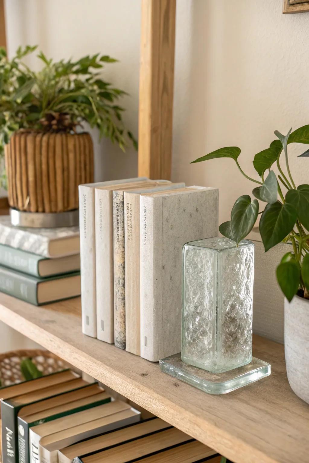 Elevate your bookshelf with these stunning glass block bookends—where elegance meets simplicity.