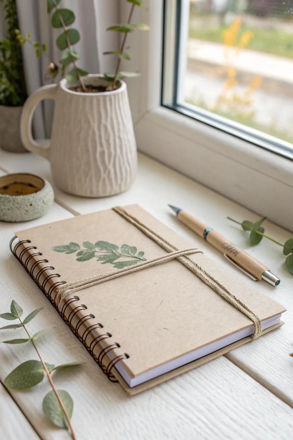 Capture your thoughts in style with this eco-friendly notebook – where sustainability meets minimalist elegance.