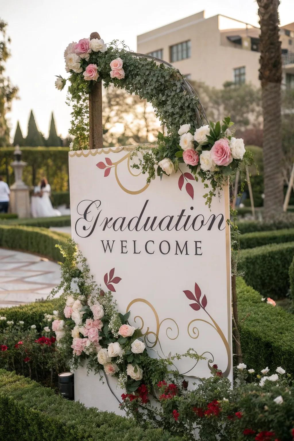 Add elegance with floral motif signs.