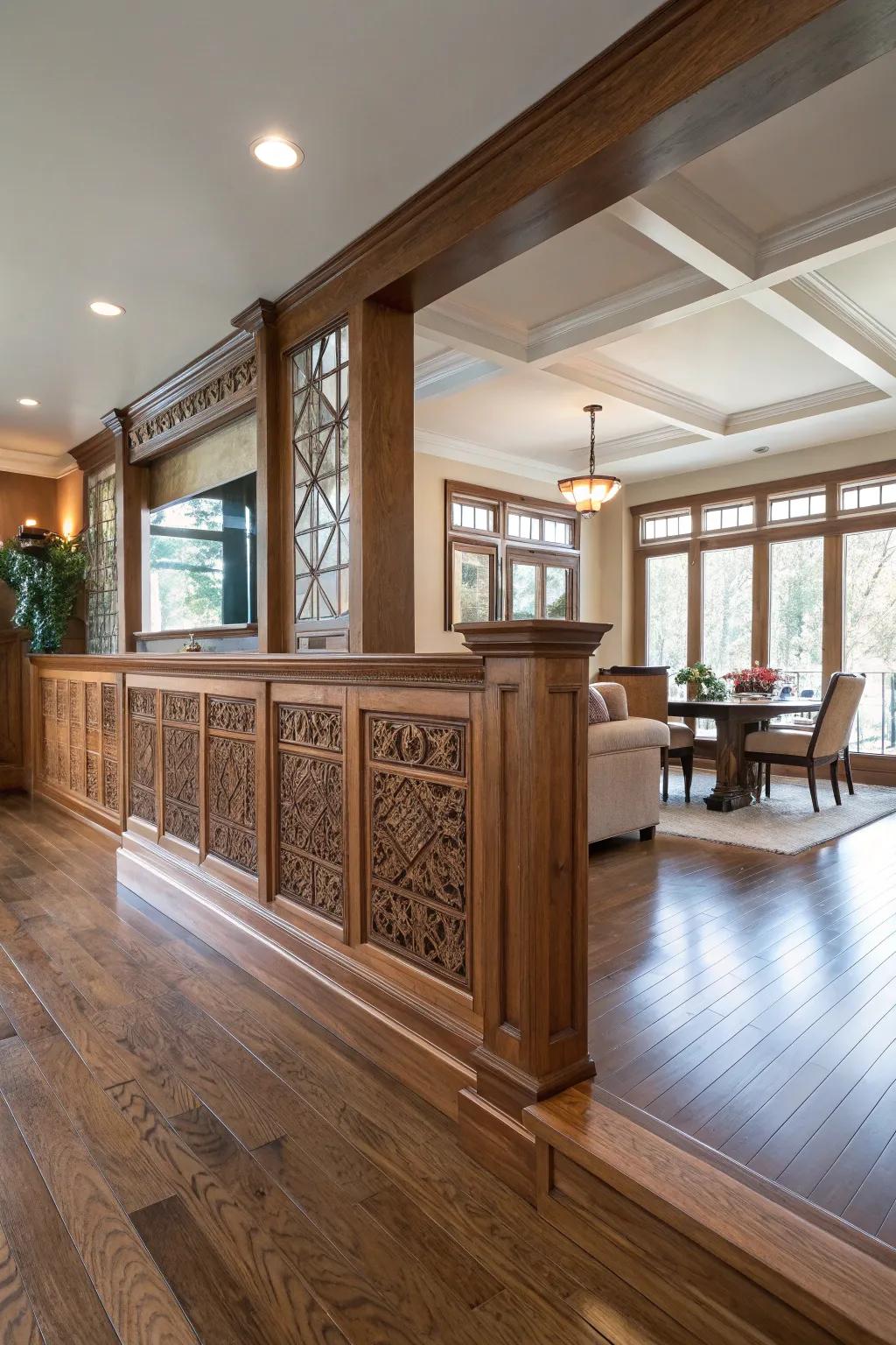Embrace the art of light and space with a crafted half-wall that lets the sunshine in.