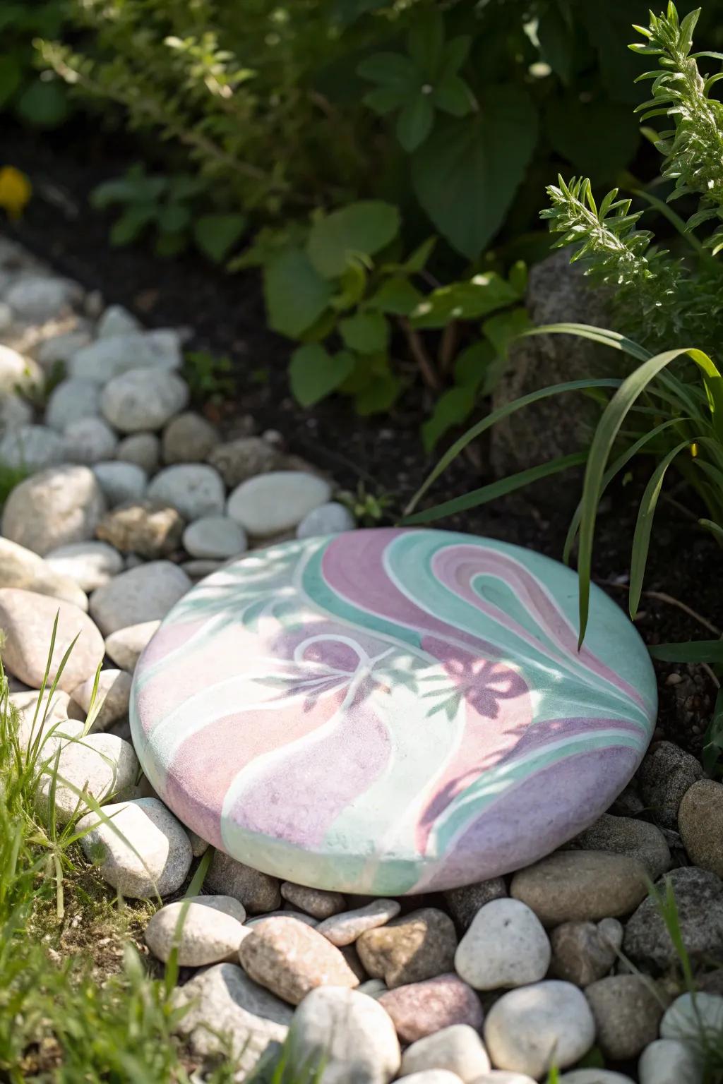 Unleash your creativity with abstract hand-painted stepping stones, where artistry meets nature.