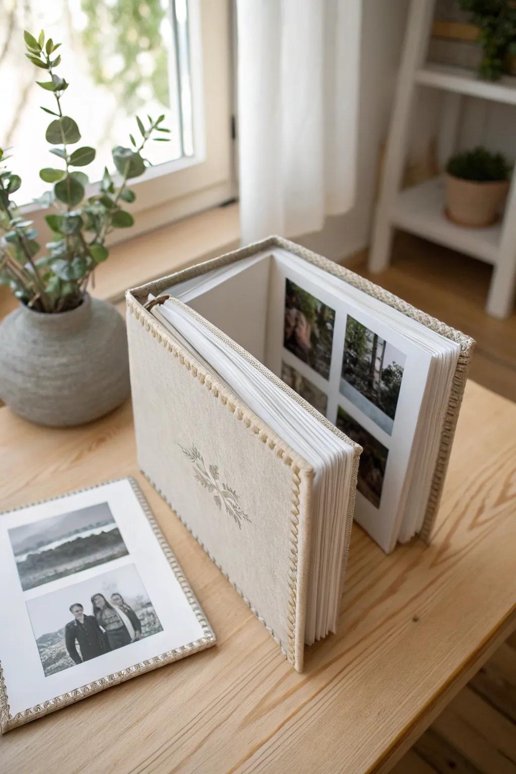 Capture memories in style with a handmade photo album, where simplicity meets natural beauty.