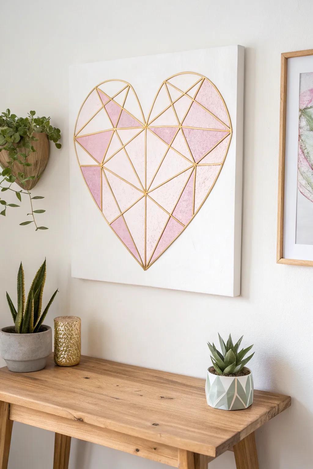 Elevate your space with the elegance of geometric art: a heart that speaks to simplicity and style.