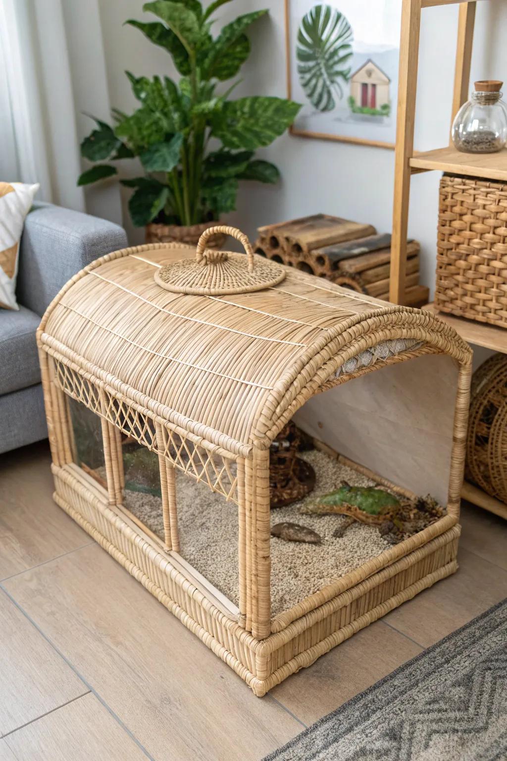 Transform your pet's habitat into a stylish Rattan Retreat, blending boho charm with minimalist elegance.