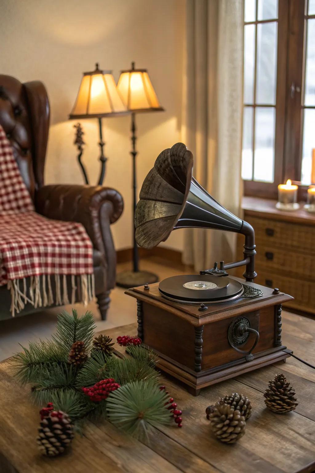 Bring the Outdoors In: Let the sounds of nature fill your space with this elegant gramophone centerpiece.