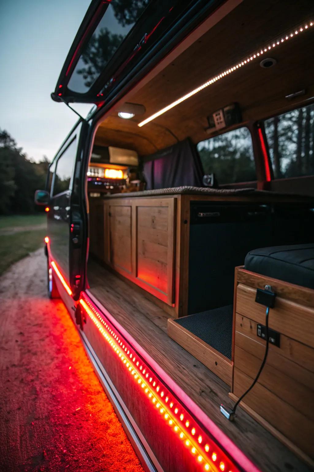 Illuminate your journey with dynamic LED lighting for the perfect ambiance on the road.