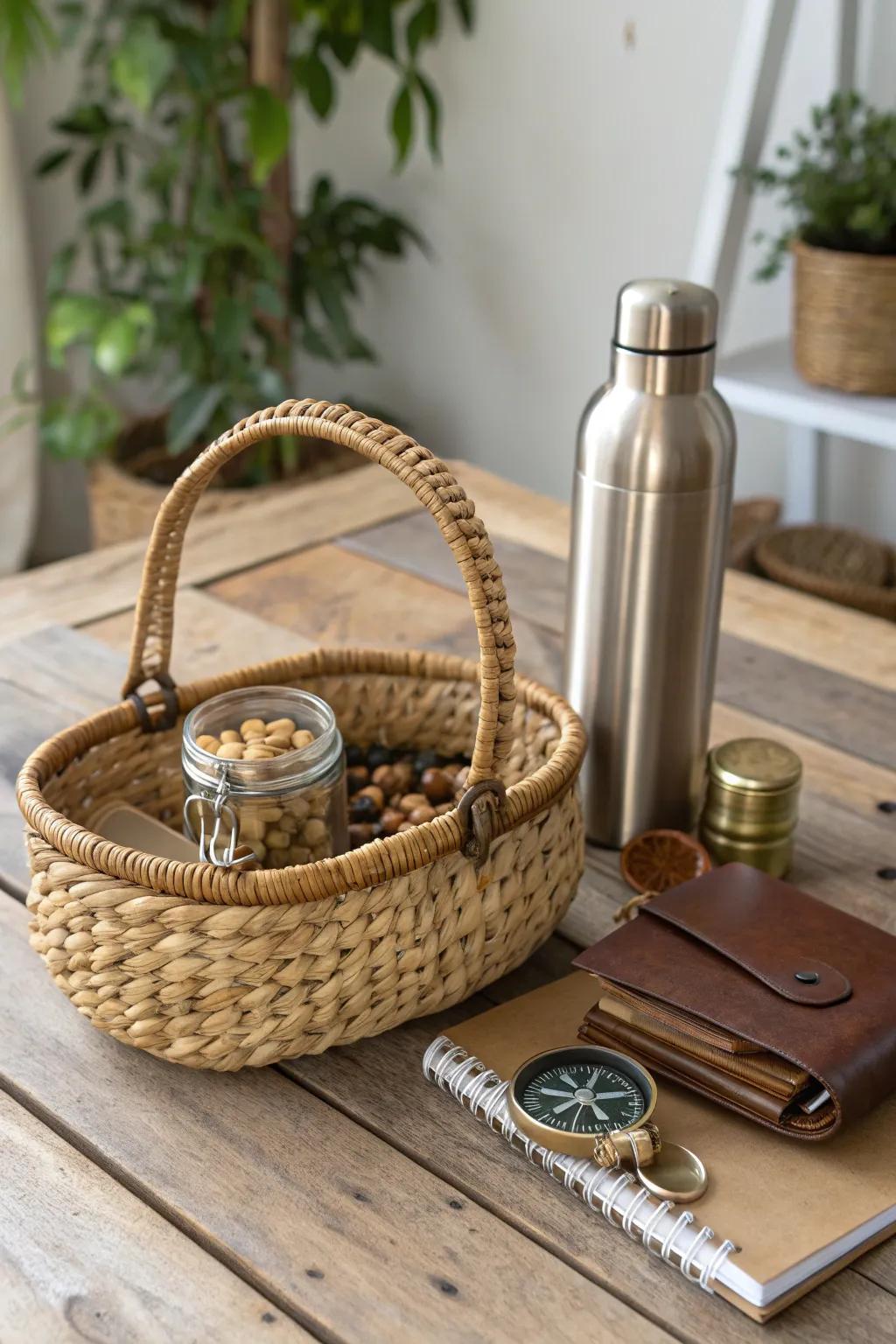 Embark on a serene outdoor adventure with this elegantly crafted nature lover's basket. 🌿 #ScandinavianSimplicity #BohoCharm