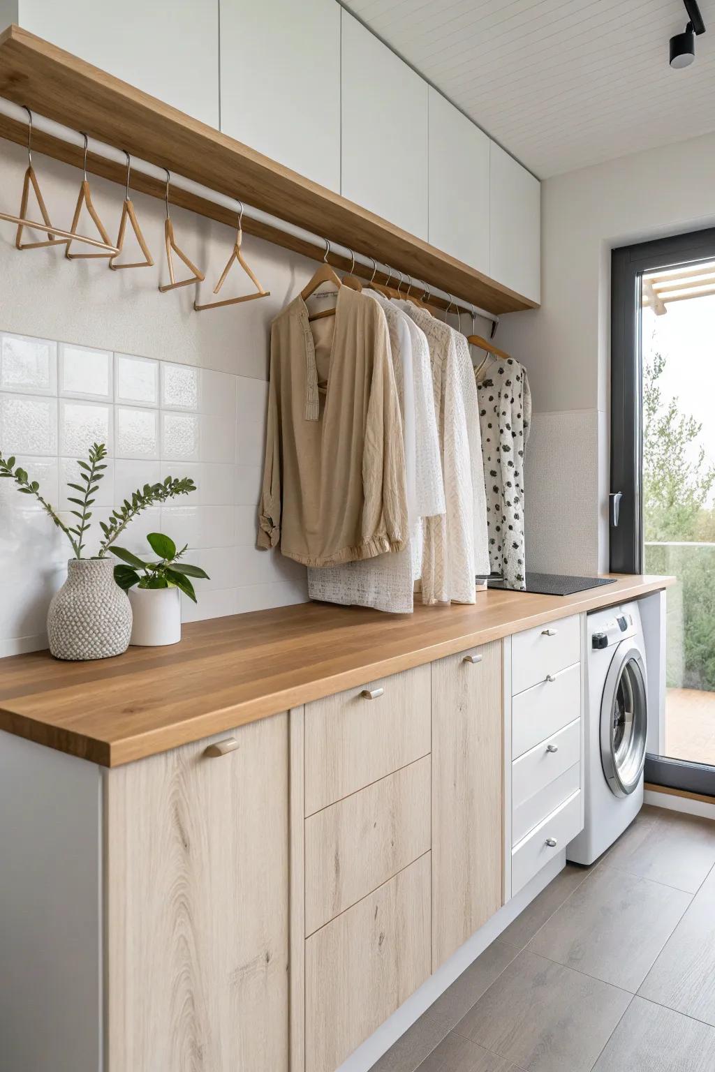 Redefine your laundry space with minimalist elegance and boho charm. Perfect harmony between style and functionality!