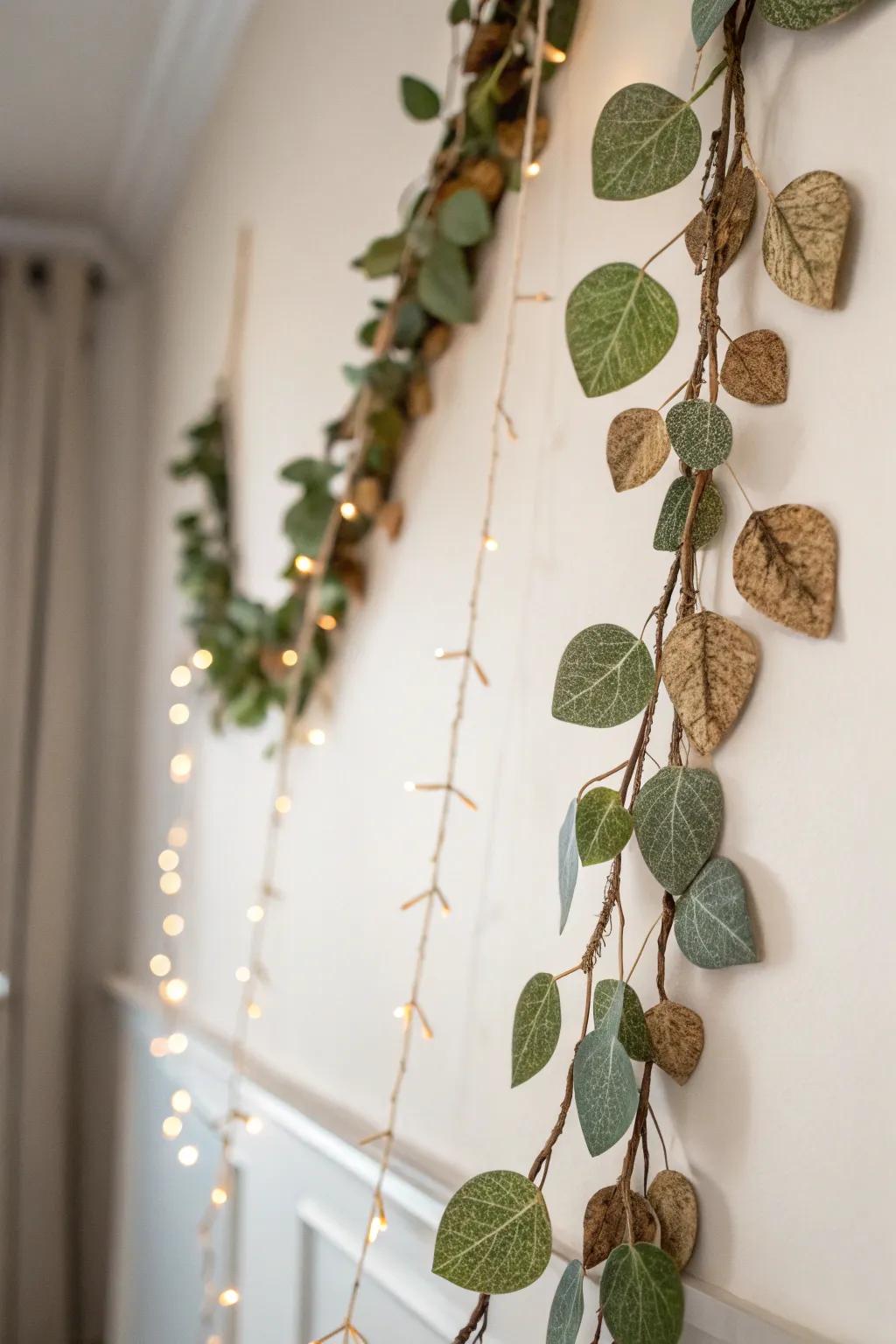 Elevate your space with a touch of nature's elegance through a minimalist leaf garland.