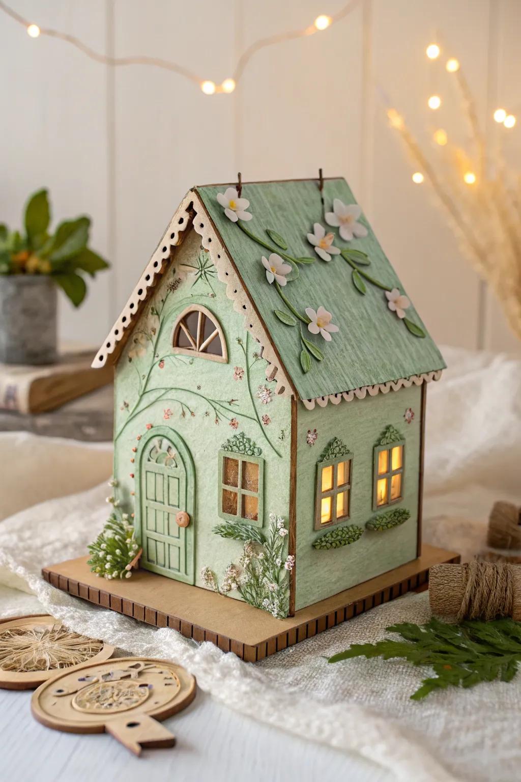 Discover the magic in the details with this charming cardboard leprechaun house, a perfect blend of Scandinavian minimalism and boho charm.