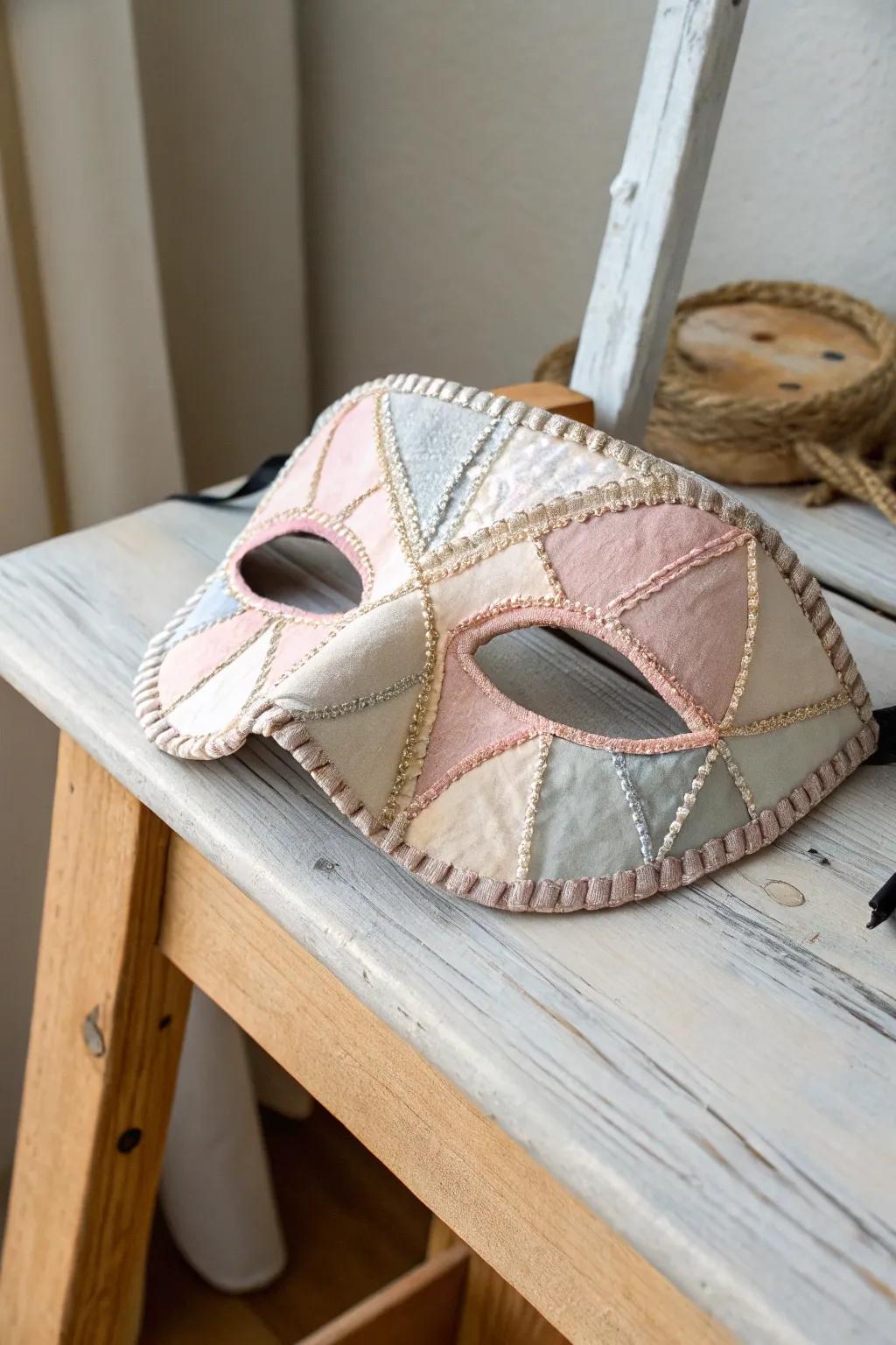 Embrace the Art of Fabric Fusion: A Mardi Gras Mask Masterpiece.
