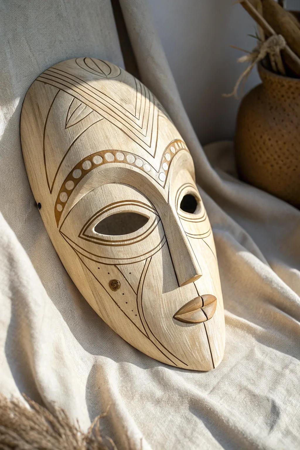 Unveiling the unexpected: A surreal twist on traditional mask artistry.